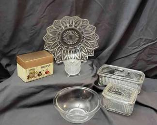 Vintage Clear Ribbed Icebox Storage ,Kitchen Items