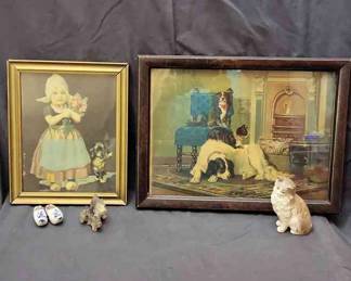 Vintage Prints Dogs Cats, Little Dutch Girl