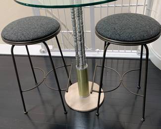 pub table and stools