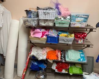 large volume of fabric and sewing accessories