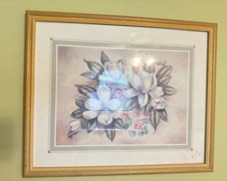 framed floral print