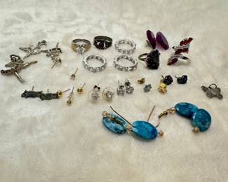 earrings, rings