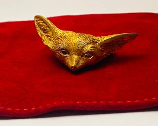 Vintage 18k Georges L 'Enfant Bvlgari fox brooch