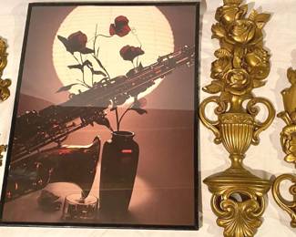 048 Brasscolored Floral Wall Decor