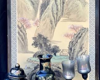 119 Vtg Hand Painted Asian Decor 