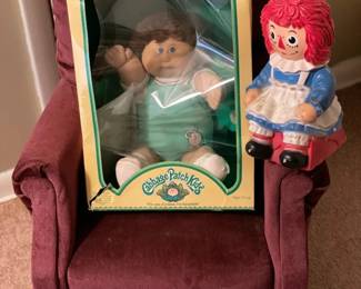 508 Vtg Corduroy Kids Armchair  Vtg Raggedy Ann 