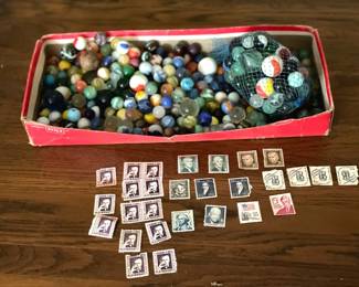 537 Vtg Marbles  Stamps 
