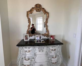 Bombay chest with granite top $200

Mirror $100