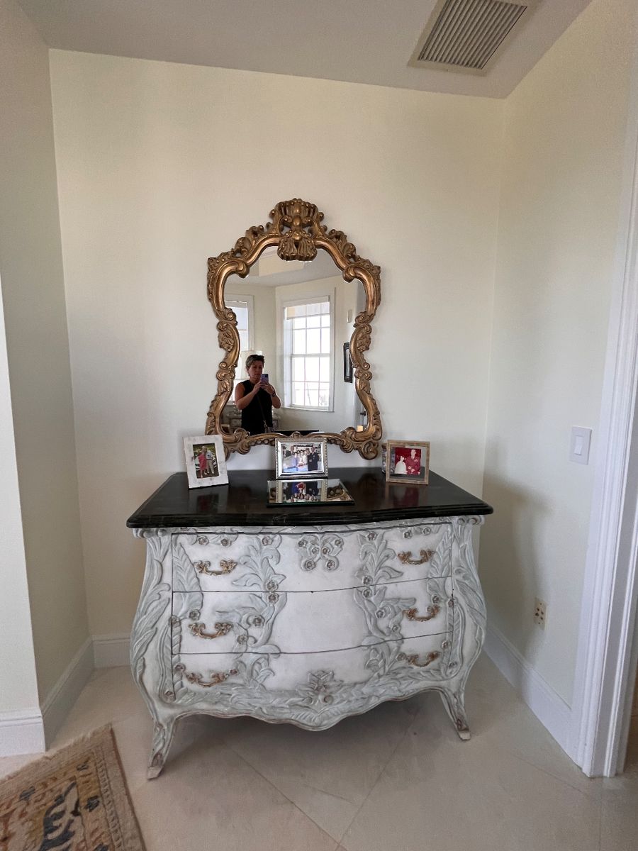 Bombay chest with granite top $200

Mirror $100