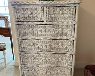 mid century serpentine wicker chest
