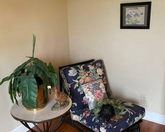 Center section to sofa covered in a companion fabric