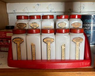 Griffith milk glass spice set