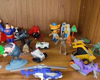 toy characters and vehicles