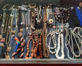 A fraction of the jewelry we will have.  Most pieces in the cases are signed. 