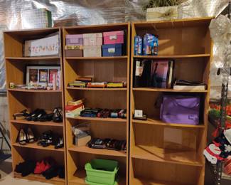 stamp collection, HO train collection,assorted shoes new in package estee' Lauder cosmetics