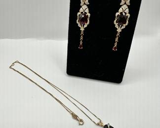 14K gold necklace and earrings