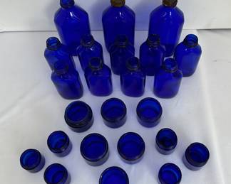 Cobolt blue glass vintage jars