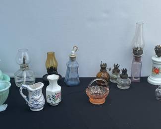 miniature oil lamps and vases