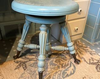 Antique vanity stool with accent feet