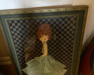 Vintage 3D fabric lady print