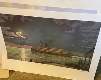 Signed boat painting print