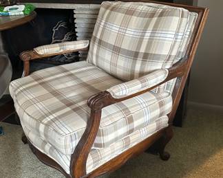 antique accent wooden chair with cushions