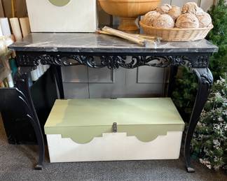 Marble and metal accent table