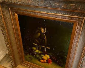 Vintage monkey with fruit print