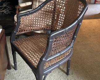 antique lacquered faux bamboo cane chair
