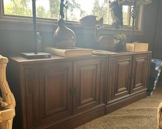 Antique wooden buffet with shelving