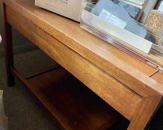 Wooden end table with lower shelf