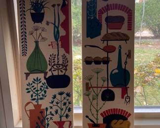 Vintage mod fabric wall prints