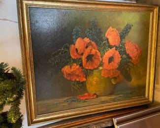 Vintage poppies textured print