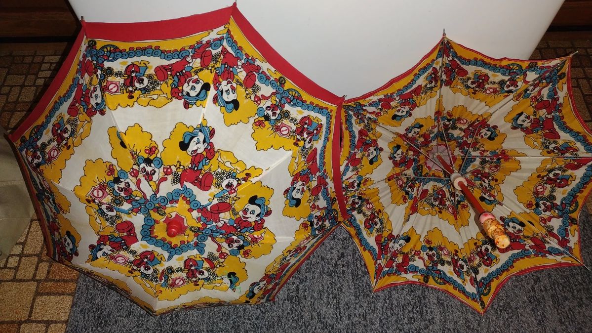 Pinocchio vintage 1950s umbrellas with Russian handles