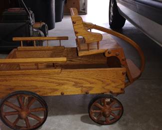 All oak with steel wheels wagon decor