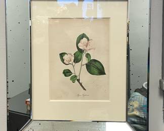 Vintage Botanical Framed in Mirrored Glass Frame - 2 Available.