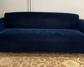 Modern Sofa Upholstered in Midnight Blue Mohair Fabric. Measures 72" W x 28" D with 28" Seat Height. Photo 1 of 4.