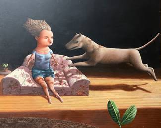 "Lap Dog," Original Oil On Canvas. Arno Moreland.