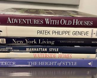 Coffee Table Books - Adventure With Old Houses, Patek Phillippe Geneve, New York Living, Manhattan Style, Waterside Homes, Elle Decor The Height of Style.