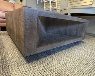 Reclaimed Oak & Elm Storage Cocktail Table With Inlay. Measures 48" x 48" x 18.25" H. Photo 2 of 3.