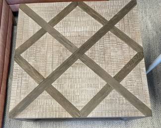 Reclaimed Oak & Elm Storage Cocktail Table With Inlay. Measures 48" x 48" x 18.25" H. Photo 3 of 3.