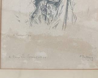 Self Portrait, "A Parish Councellor," Pencil on Paper, Axel Tallberg, 1994. Photo 3 of 3.