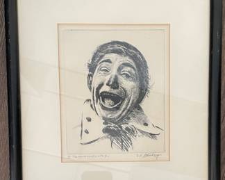 "The World Laughs with You" Pencil on Paper by N. P. Steinberg # 80/100. Measures 5.5" x 7.5".