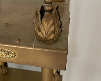 Pair of Vintage Brass Plant Stands with Scroll Metal Feet. Each Measures 10" x 10" x 30" H. Photo 2 of 2.