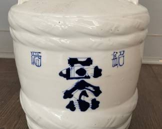 Vintage Japanese Large Stoneware Sake Cask. Photo 1 of 3.