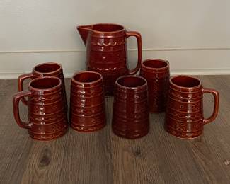 Vintage Marcrest Pitcher & 6 Mug Set. Photo 3 of 3.