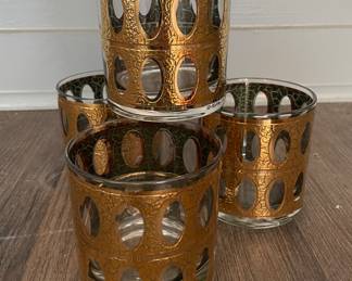 Set of 4 Vintage Culver Double Old Fashioned Glasses.