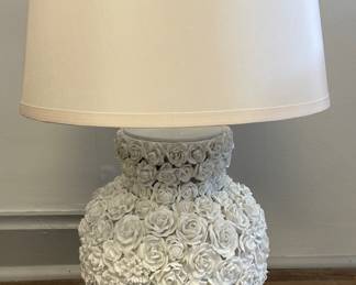 Pair of Custom Regina Andrew-Style White Porcelain Table Lamps With Restoration Hardware Lamp Shades. Photo 1 of 3