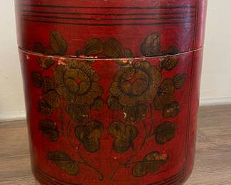 Antique Asian Lidded Wood Rice Canisters - 2 Available. Photo 1 of 5.