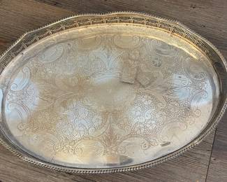 Vintage Sheffield Silver Plate Tray. Photo 1 of 2.